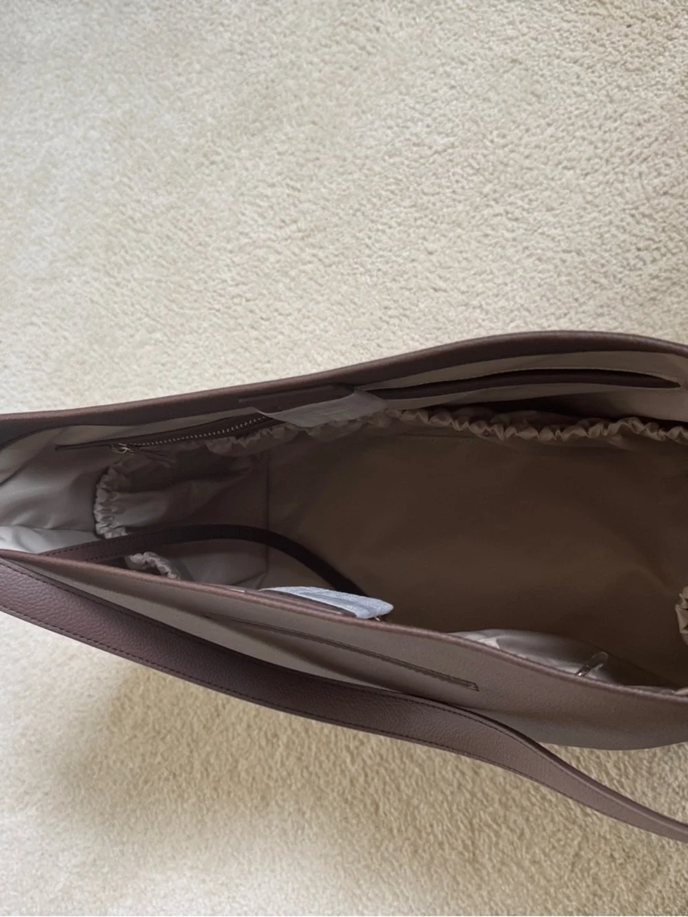 Minimalist Brown Vegan Leather Tote - Picture 5 of 5